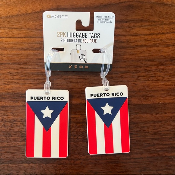 NWT GForce Puerto Rico Flag Luggage Tags 2 Pack ID Insert New - Picture 1 of 3